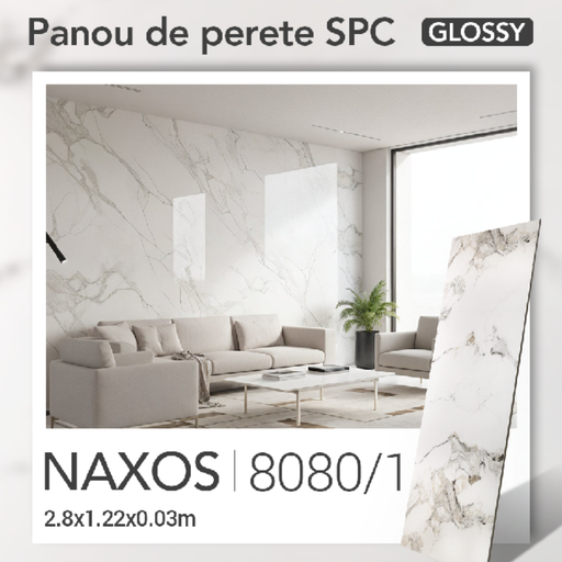 Panou de perete SPC Glossy, Naxos, 8080/1 (2800×1220×3mm)