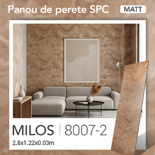 Panou de perete SPC Matt, Miloș, 8007-2 (2800×1220×3mm)