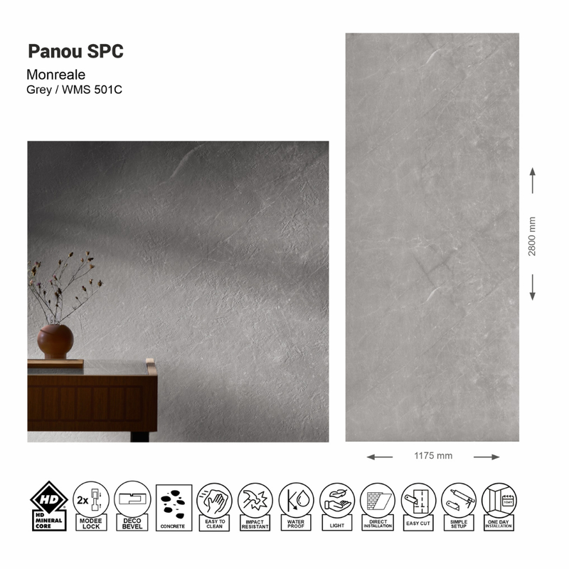Panou de perete SPC Monreale Grey WMS 501C (1175х2800х4mm)