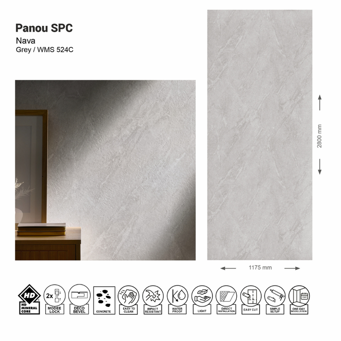 Panou de perete SPC Nava Grey WMS 524C (1175х2800х4mm)