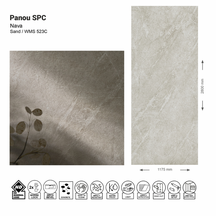 Panou de perete SPC Nava Sand WMS 523C (1175х2800х4mm)