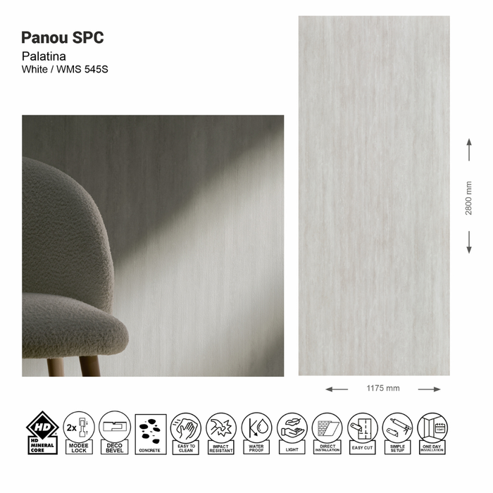 Panou de perete SPC Palatina White WMS 545S (1175х2800х4mm)