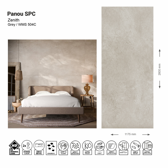 Panou de perete SPC Zenith Grey WMS 504C (1175х2800х4mm)