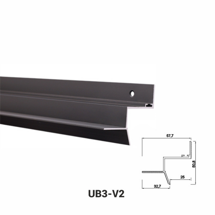 UB3-V2, Profil de tip ascuns pentru tavan, Negru Matt, 2,5m