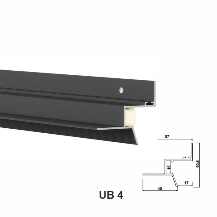 UB4 Profil de tip ascuns pentru tavan, Negru Matt, 2,5m
